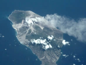 Aerial view of the Soufriere Hills volcano eruption on Montserrat NASA